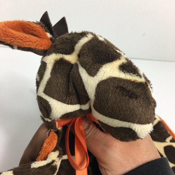 Woof & Poof Giraffe Plush Lovey Security Blanket Satin Side Brown Orange Soft - Picture 6 of 12